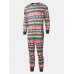 Mens Stripe   Cartoon Animal Print Round Neck Long Sleeve One Piece Jumpsuits Home Sleepwear