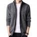 Mens Winter Casual Comfy Breathable Fleece Thicken Zipper Fly Long Sleeve Cardigans