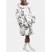 Mens Cute Panda Printed Flannel Oversized Two  Sided Blanket Hoodie With Pouch Pocket