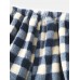 Mens Check Flannel Thicken Warm Elastic Waist Home Sleep Bottoms With Pocket