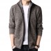 Mens Winter Casual Comfy Breathable Fleece Thicken Zipper Fly Long Sleeve Cardigans