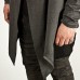 Mens Fashion Mid Long Avant  garde Irregular Hem Solid Color Pockets Hooded Cardigans