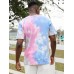 Mens Small Flower Print Tie Dye Round Neck Short Sleeve T  Shirt