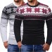 Men’s Christmas Snowflake Printing Patchwork Long Sleeve Crew Neck Casual Sweaters