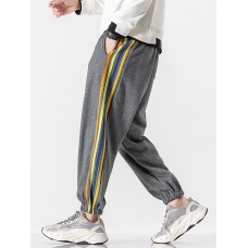 Mens Side Stripe Pocket Drawstring Jogger Pants