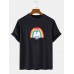 Mens Rainbow Graphic Print Cotton Round Neck Casual Short Sleeve T  Shirt