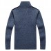 Men’s Casual Business Woolen Zipper Stand Collar Sweaters Patchwork Contrast Color Pullover