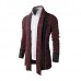 Mens Fashion Stitching Turn  down Collar Knitted Cardigans Casual Slim Fit Sweater