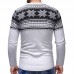 Men’s Christmas Snowflake Printing Patchwork Long Sleeve Crew Neck Casual Sweaters